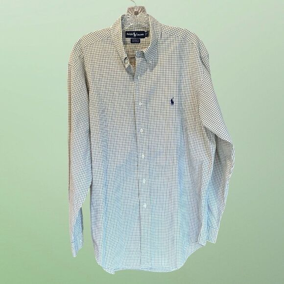 Mens Ralph Lauren Yarmouth Button Down Long Sleeve Shirt Yellow/Blue 16 34/35 - Picture 12 of 14